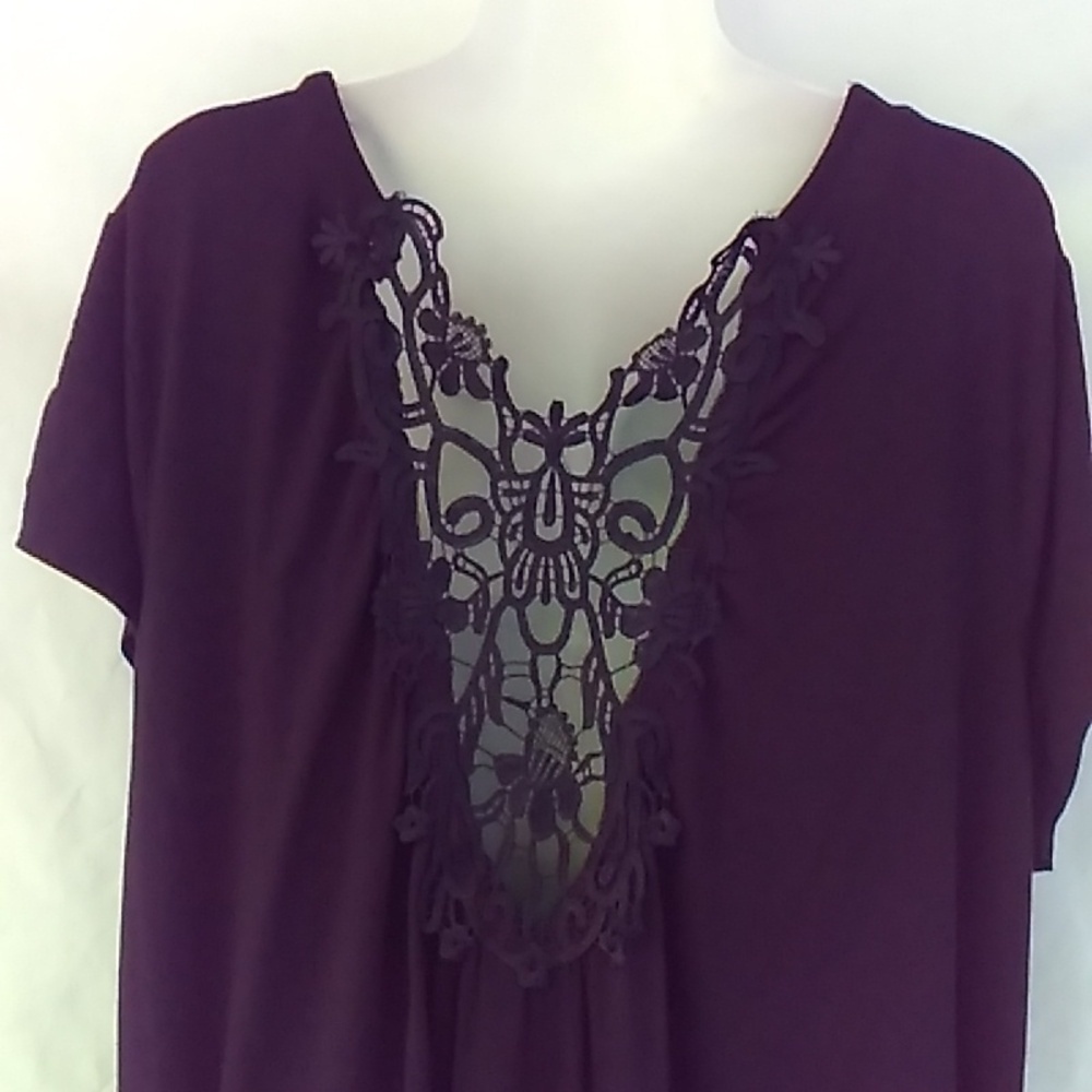 2/25 AE Black Drape Front Lace Back Short Sleeve Shirt - Picture 5 of 14